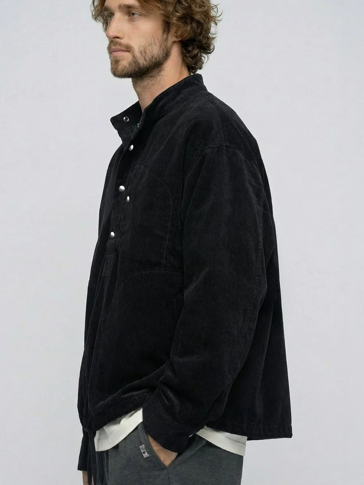 Corduroy Stand-Collar Shirt