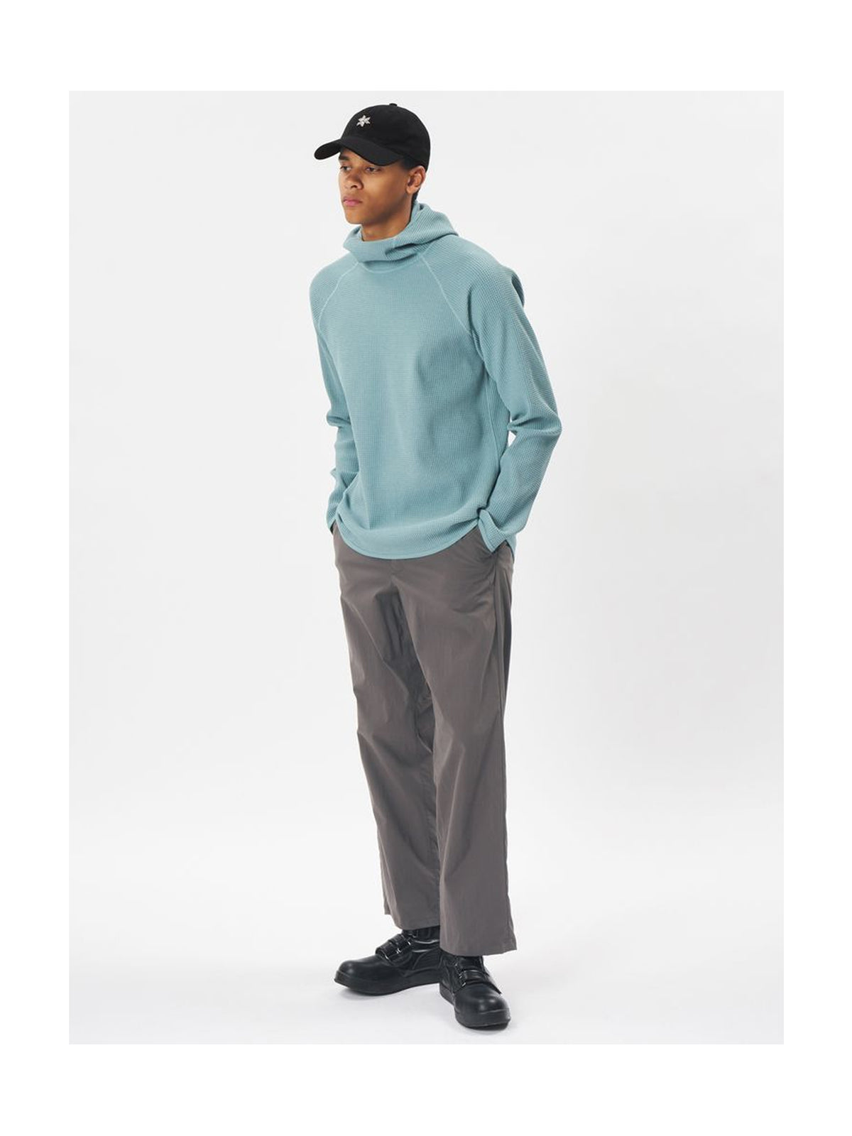 Waffle Knit Long Sleeve Hoodie