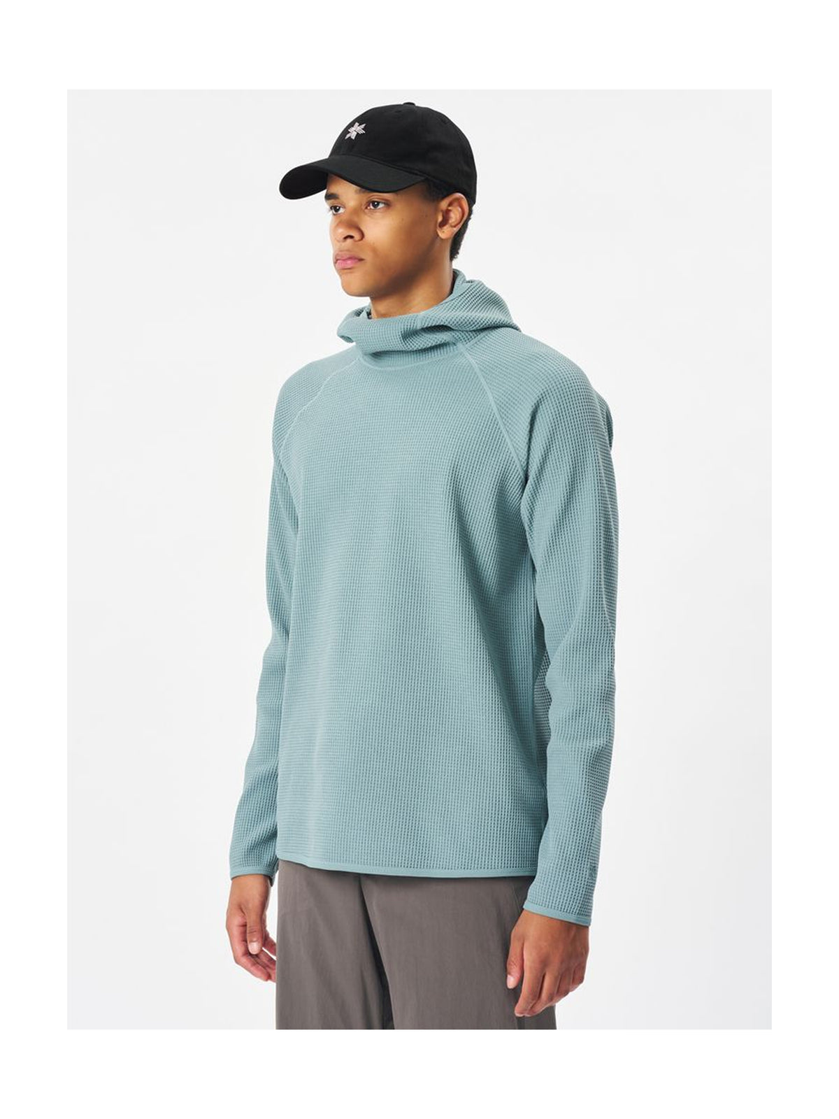 Waffle Knit Long Sleeve Hoodie