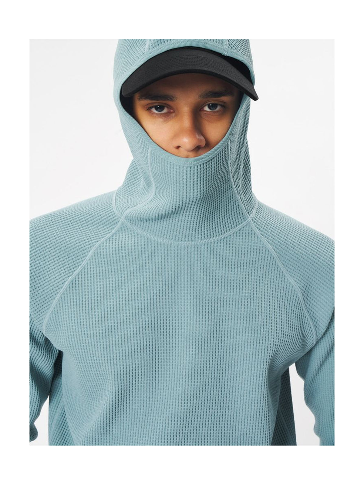 Waffle Knit Long Sleeve Hoodie