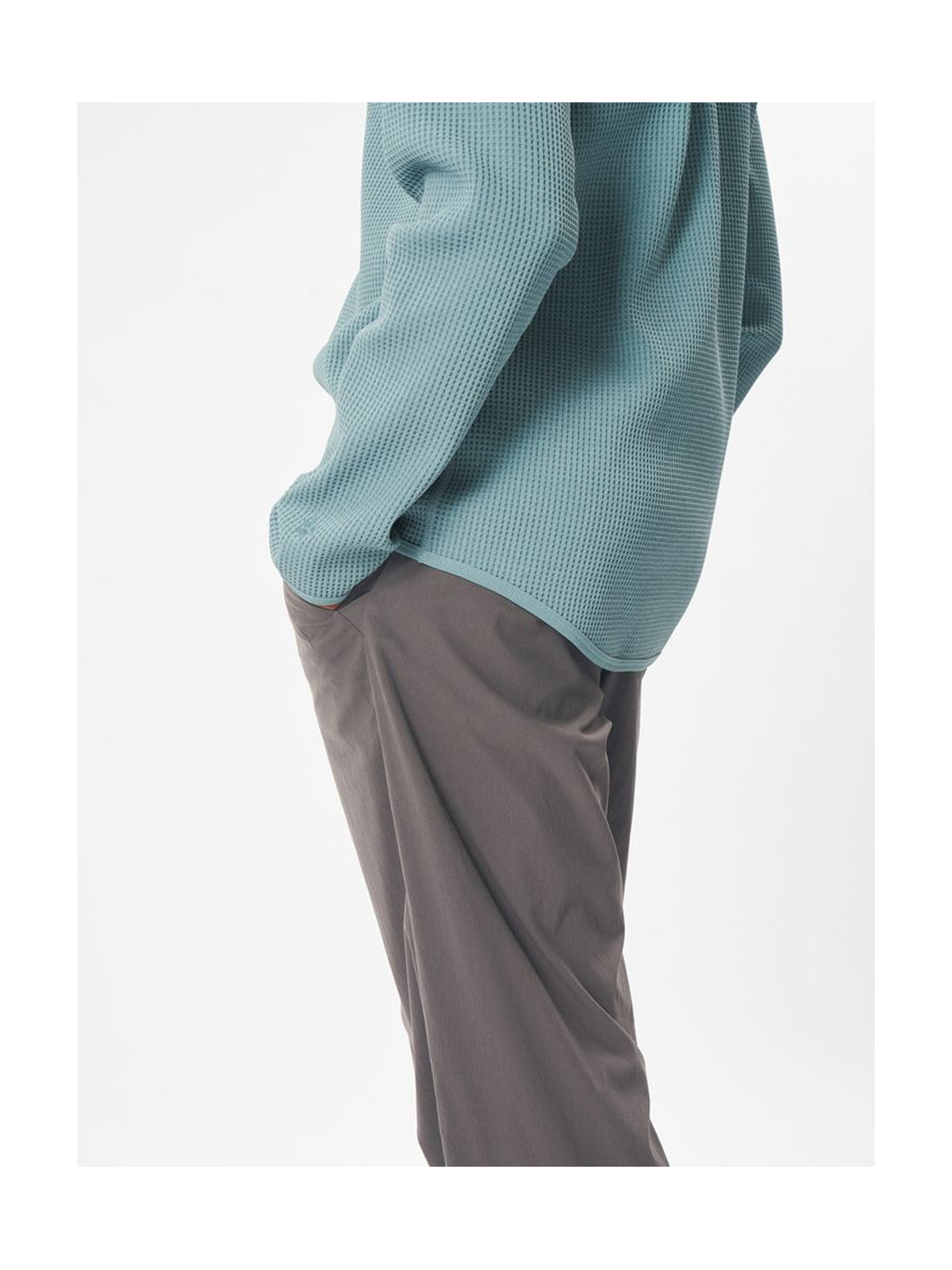 Waffle Knit Long Sleeve Hoodie